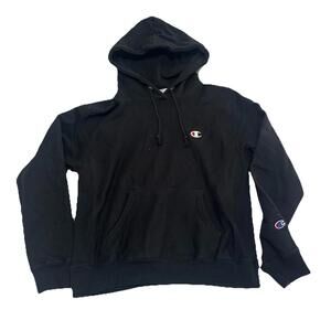 Champion Sweater Mens Medium M Black Reverse Weave Hoodie Pullover Sweatshirt